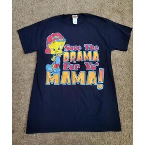 Vintage Looney Tunes Tweety Bird T-shirt Funny Save The Drama For Yo Mama Small